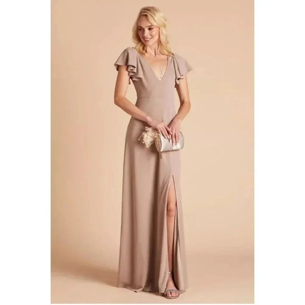 Birdy Grey HANNAH DRESS CREPE TAUPE Size Small WEDDING BRIDESMAID Formal Gala